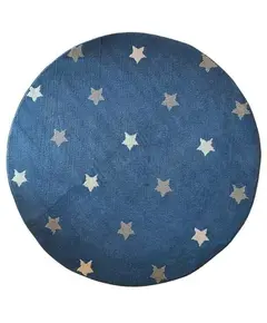 Βαμβακερό χαλί Kiddo Stars Blue Στρόγγυλο