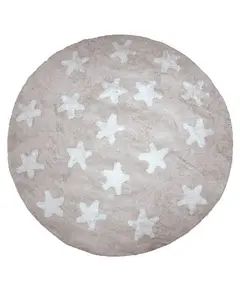 Στρόγγυλο βαμβακερό χαλί Piccolo Stars Beige