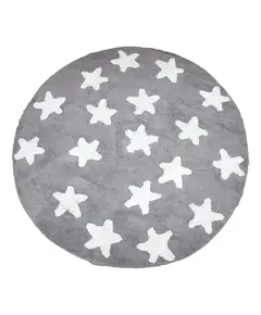 Στρόγγυλο βαμβακερό χαλί Piccolo Stars Silver