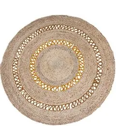 Ψάθινο χαλί Utah Parmala Round Natural -  Gold Στρόγγυλο Φ160