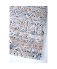 Shaggy χαλί Vesna 8495/110 μπεζ γαλάζιο με έθνικ σχήματα με το μέτρο - Colore Colori