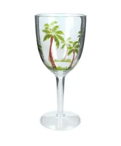Supergreens Ποτήρι Κρασιού Πλαστικό Φοίνικες Διάφανο 9x9x20,5 εκ.