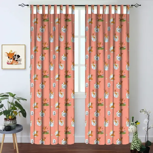 Παιδική Έτοιμη Κουρτίνα Με Θηλιές 140cm x 290cm Bambi Orange