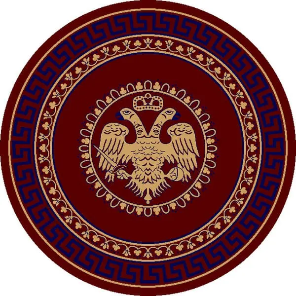 Εκκλησιαστικό Χαλί με δικέφαλο Βυζαντινό αετό και μπλε μαίανδρο