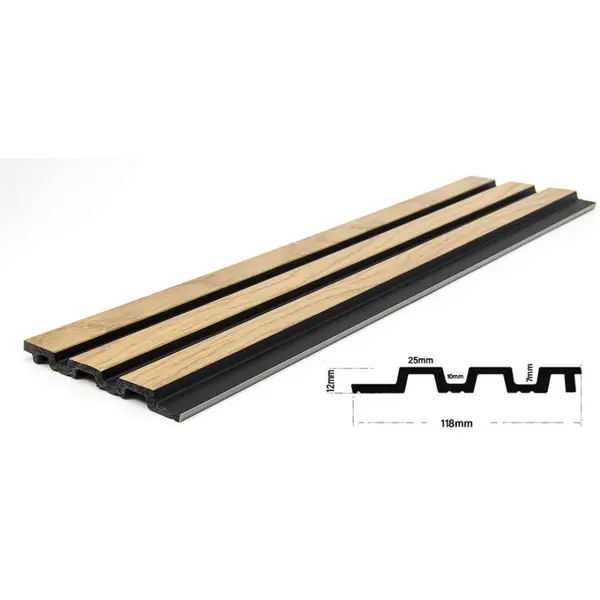 PS PANEL ΜΕ 3D ΠΗΧΑΚΙΑ F4 PIANO 12/122/2900mm NAT.OAK/BLACK