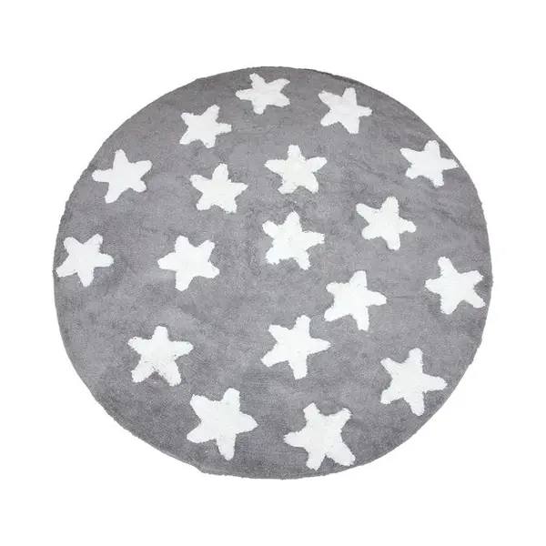 Στρόγγυλο βαμβακερό χαλί Piccolo Stars Silver