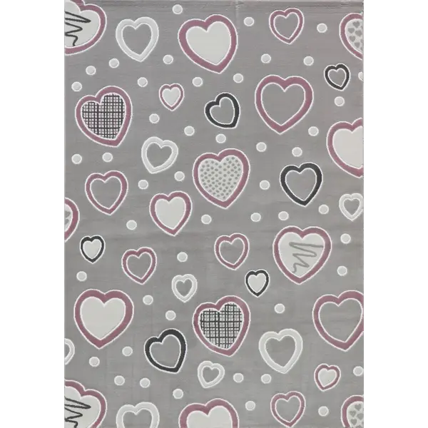 Παιδική ύφαντή μοκέτα Baby Hearts 055 Grey Pink