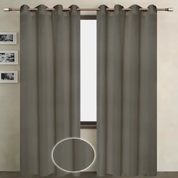 Έτοιμη Κουρτίνα Με Τρουκς 140cm x 270cm BO1-34 Ανθρακί - Καφέ