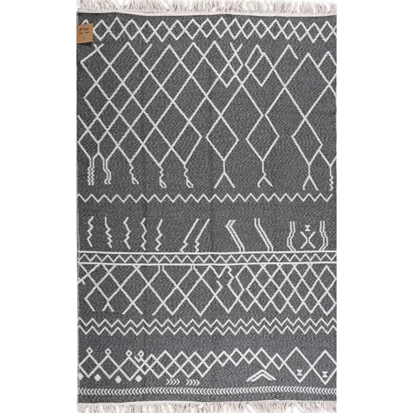 Βαμβακερό κιλίμι Aria Art-Kilim ARIA 22301 DARK GREY