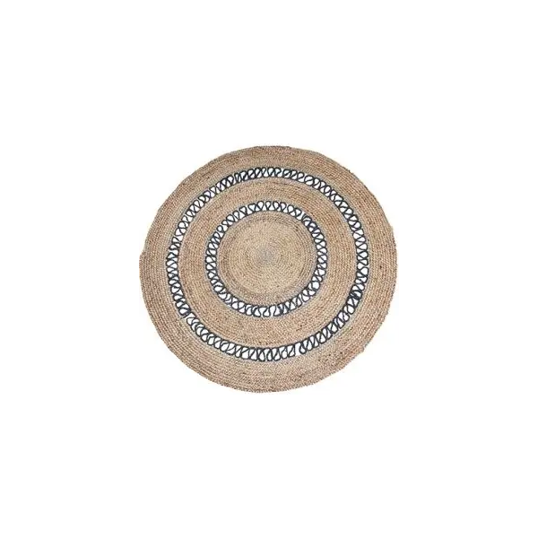 Ψάθινο χαλί Utah Parmala Round Natural -  Charcoal Στρόγγυλο Φ160