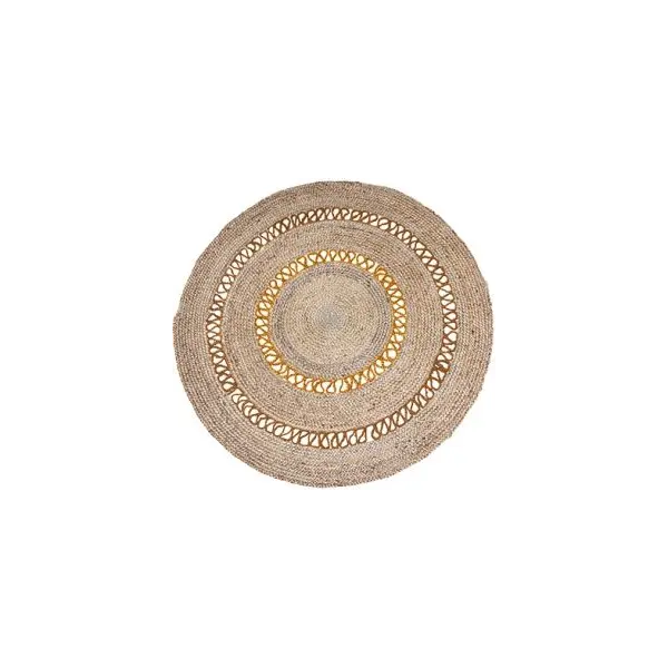 Ψάθινο χαλί Utah Parmala Round Natural -  Gold Στρόγγυλο Φ160