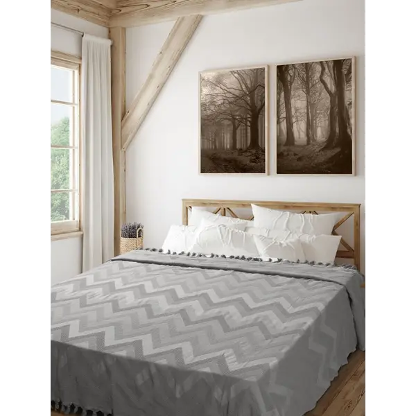 Κουβέρτα Πικέ Ζακάρ GOLWE GREY 