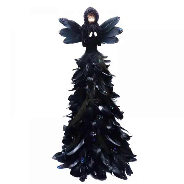 Supergreens Διακοσμητικός Άγγελος με Φτερά Μαύρος 68 εκ.
