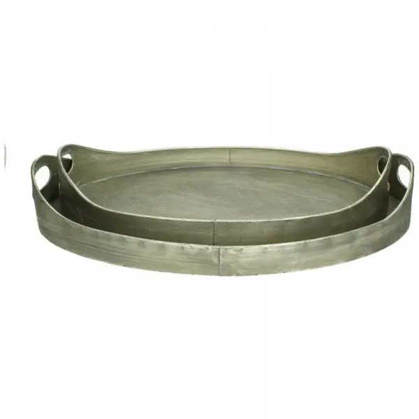 Supergreens Δίσκος Σερβιρίσματος Μεταλλικός Ασημί 50x30 εκ.