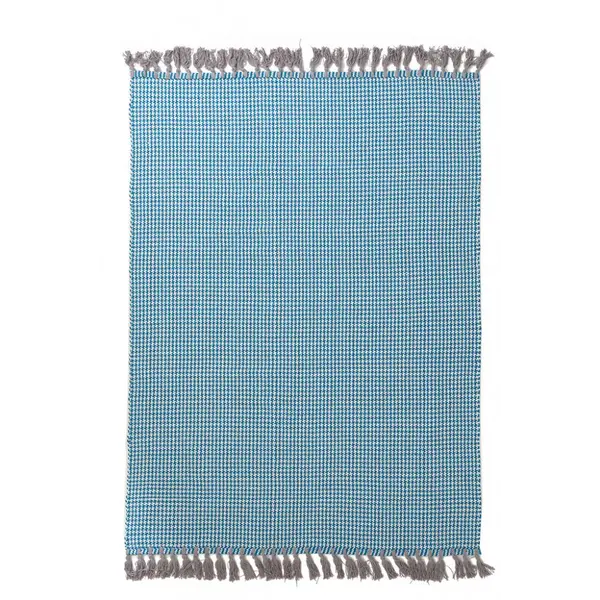 Χαλι Urban Cotton Kilim Houndstooth Caribbean Sea - Royal Carpet