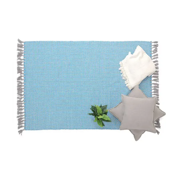 Χαλι Urban Cotton Kilim Houndstooth Caribbean Sea - Royal Carpet