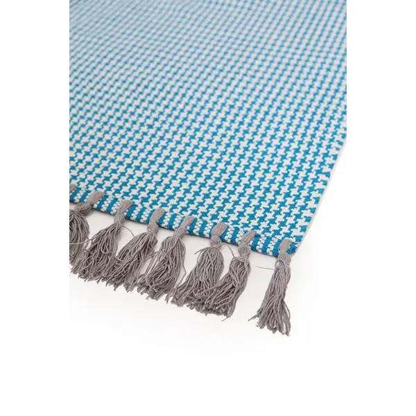 Χαλι Urban Cotton Kilim Houndstooth Caribbean Sea - Royal Carpet