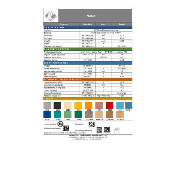 Αθλητικό δάπεδο Sport MEGA 1596-275