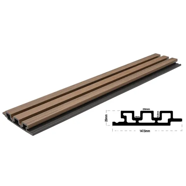 WPC PANEL 2ης ΓΕΝΙΑΣ ΜΕ 3D ΠΗΧΑΚΙΑ 25/147.5mm TEAK 5510