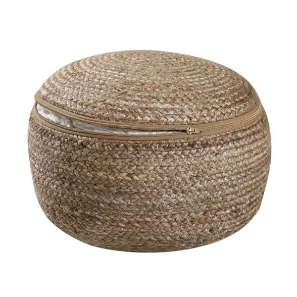 Κάθισμα Πουφ Jute Pouf Grey Natural 40x40x20 με φερμουάρ