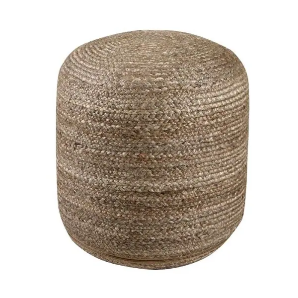 Κάθισμα Πουφ Jute Pouf Grey Natural 40x40x40 με φερμουάρ