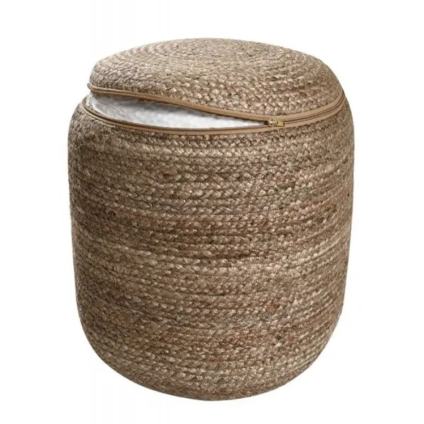 Κάθισμα Πουφ Jute Pouf Grey Natural 40x40x40 με φερμουάρ