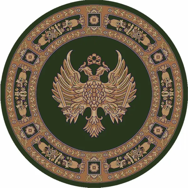 Εκκλησιαστικό Χαλί στρόγγυλο με δικέφαλο αετό πράσινο