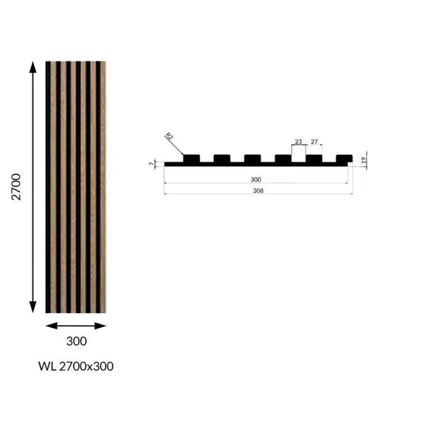 Ηχοαπορροφητικό ξύλινο πάνελ WOODLINE 30x270cm Oak Dark
