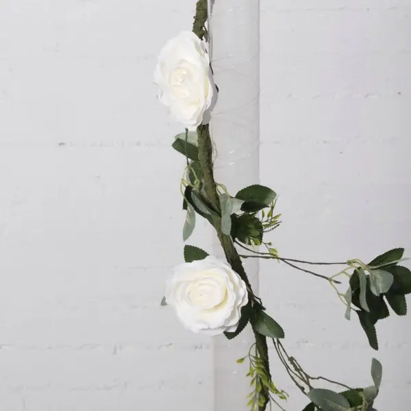Supergreens Τεχνητή Γιρλάντα Τριαντάφυλλο Garden Λευκή 240 εκ.