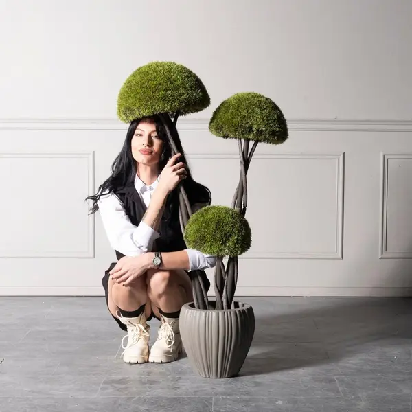Supergreens UV Τεχνητό Δέντρο Μπονσάι Moss ''Mushroom'' Τριπλό Πράσινο 120 εκ.
